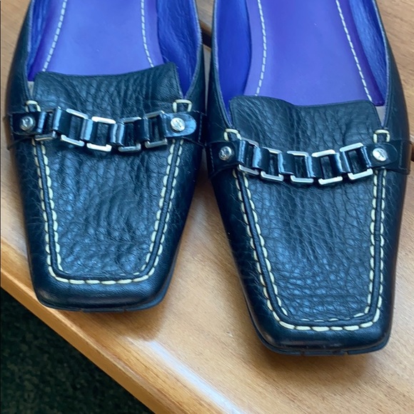 Cole Haan black leather slip on mules loafers 8 - Picture 2 of 6